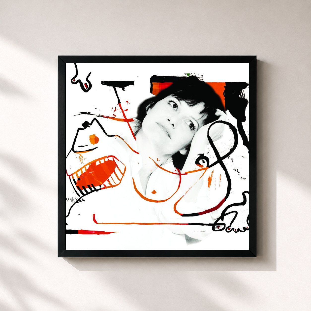 #noir Tableau carré de l'album Quand L'Humain Danse de Maurane, cadre noir 32x32 cm