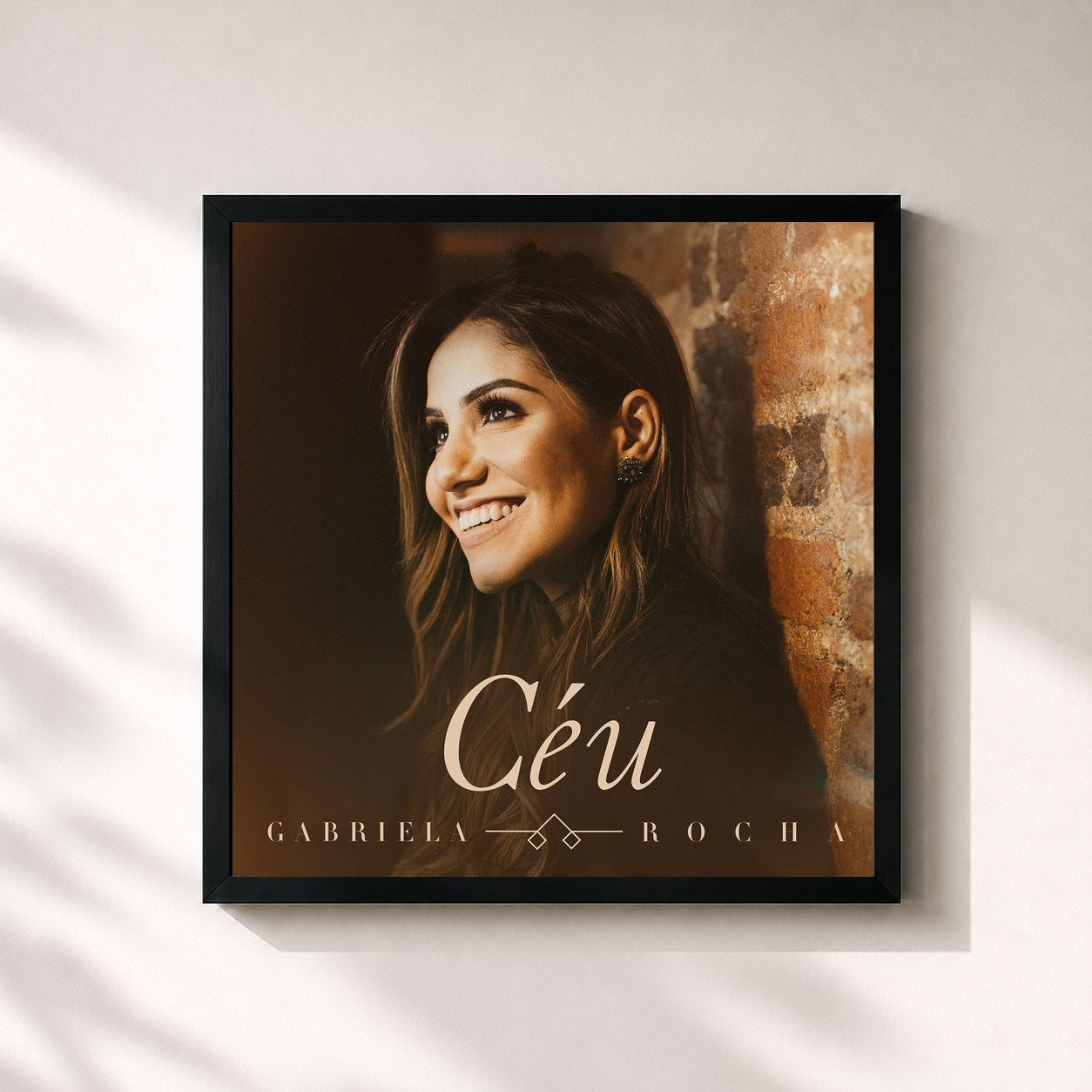 #noir Tableau carré de l'album Céu de Gabriela Rocha, cadre noir 32x32 cm