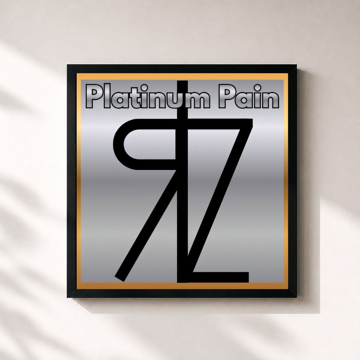 #noir Tableau carré de l'album Platinum Pain de TRZ, cadre noir 32x32 cm