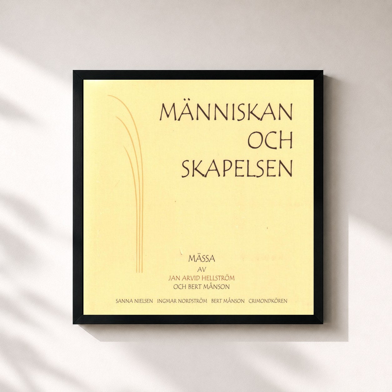 #noir Tableau carré de l'album Människan och skapelsen de Sanna Nielsen, cadre noir 32x32 cm