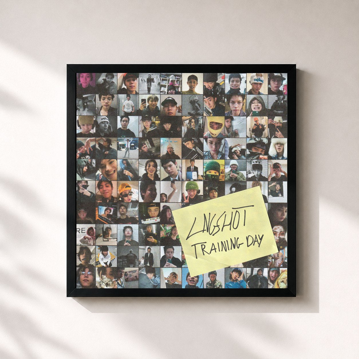 #noir Tableau carré de l'album Training Day de LNGSHOT, cadre noir 32x32 cm