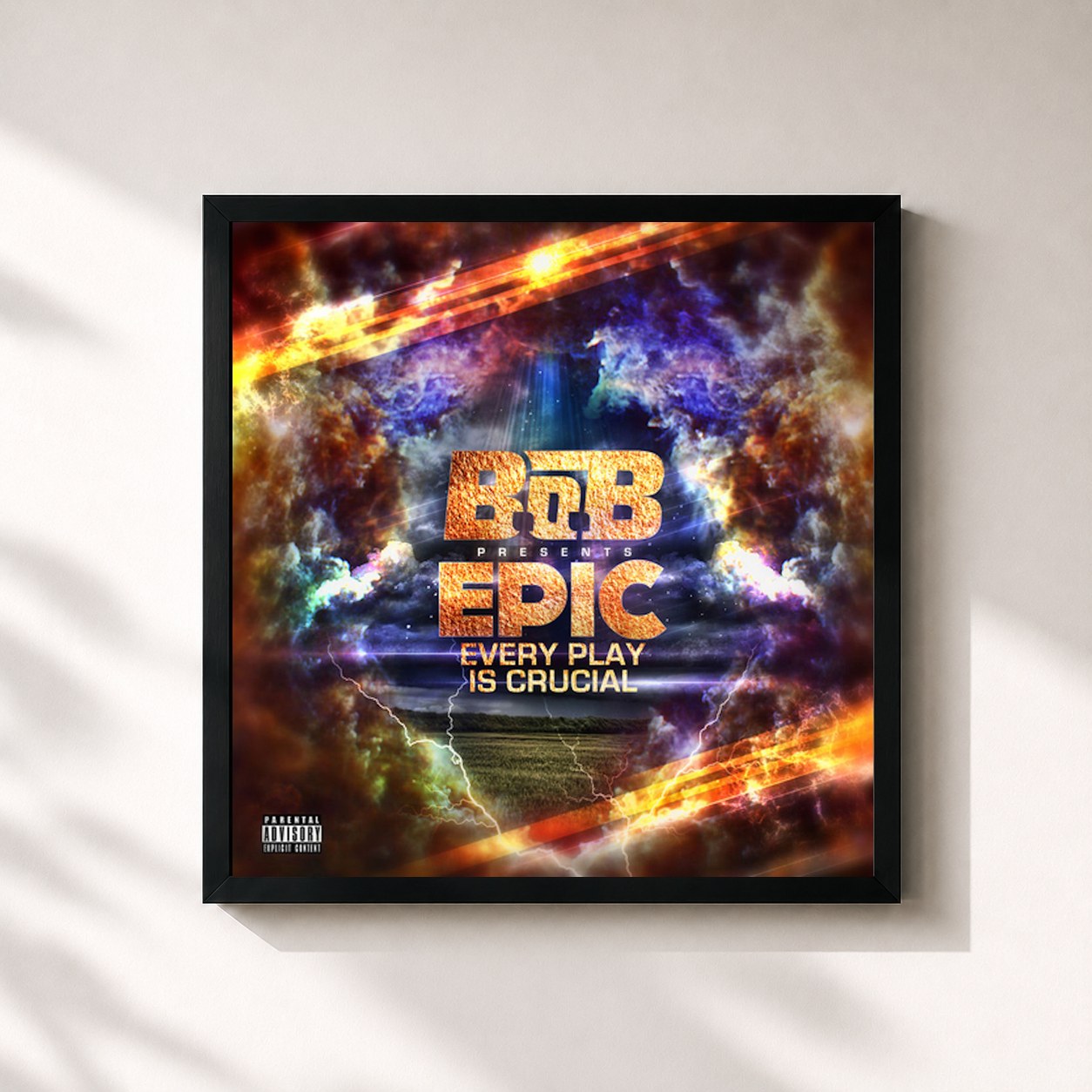 #noir Tableau carré de l'album EPIC: Every Play Is Crucial de B.o.B, cadre noir 32x32 cm