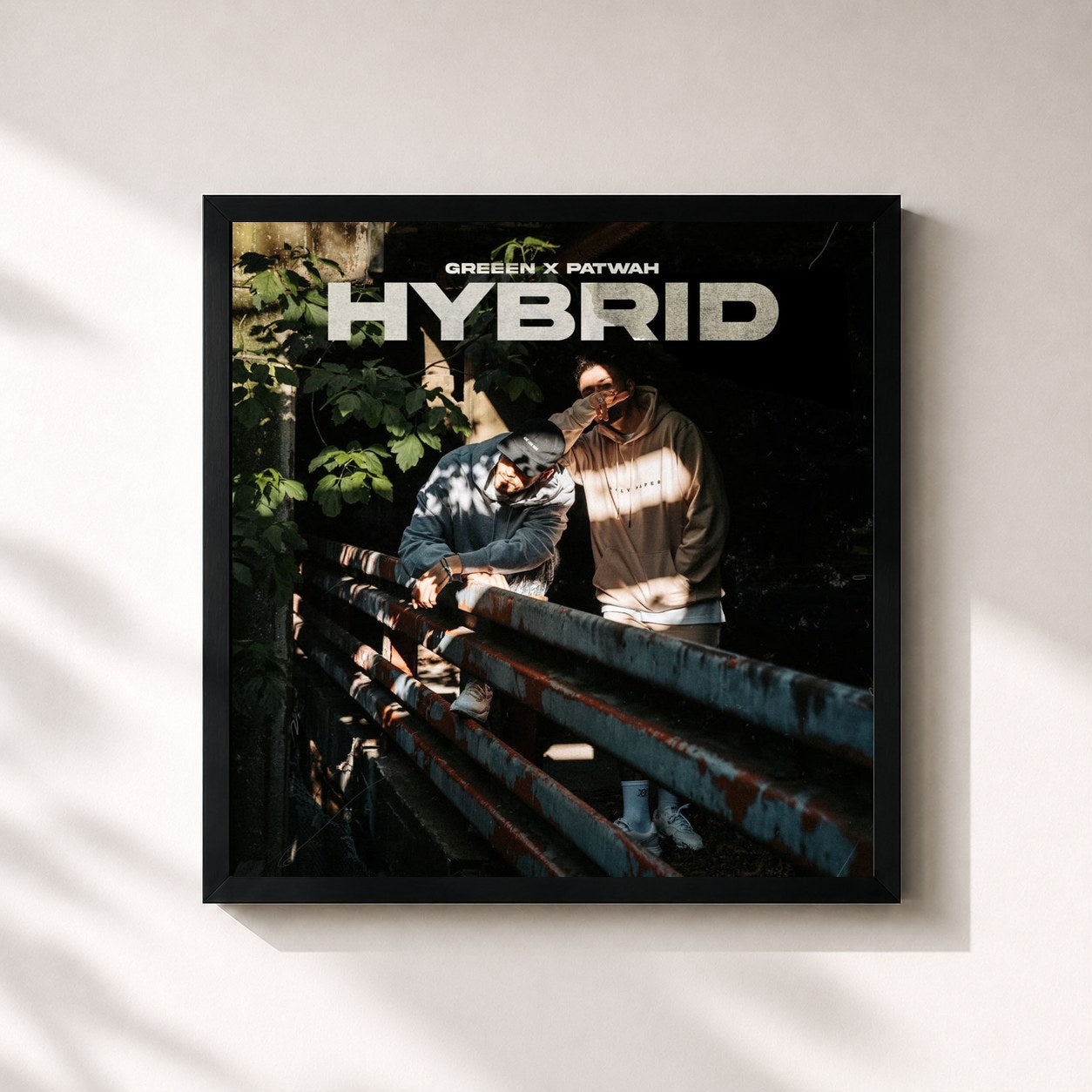 #noir Tableau carré de l'album Hybrid de GReeeN, cadre noir 32x32 cm