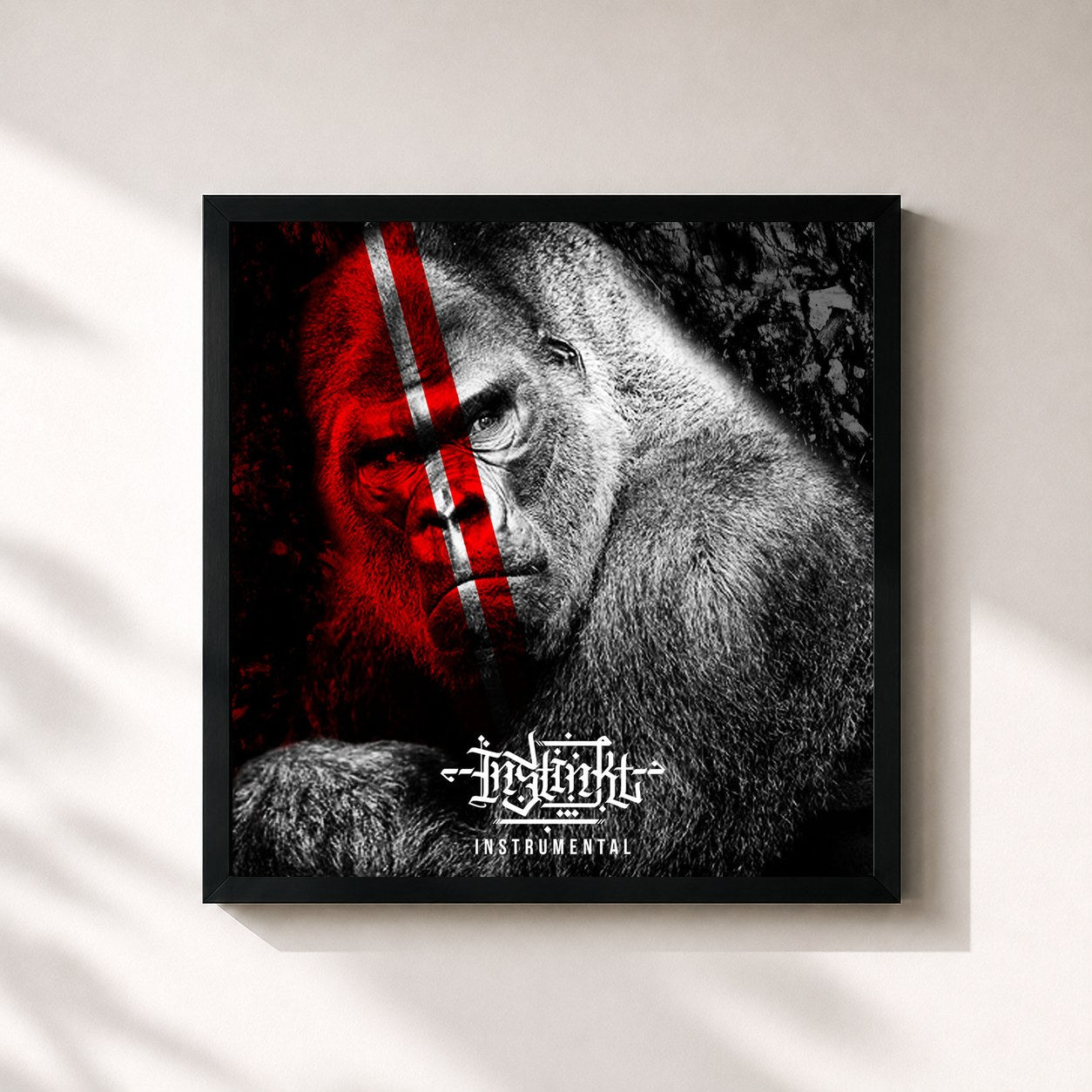 #noir Tableau carré de l'album Instinkt (Instrumental) de KIANUSH, cadre noir 32x32 cm