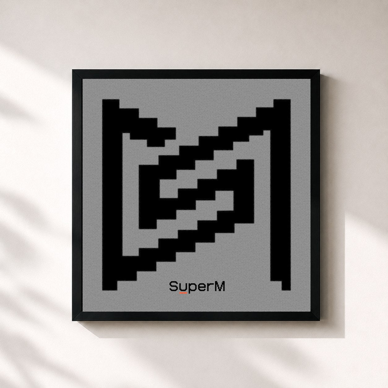 #noir Tableau carré de l'album Super One -The 1st Album de SuperM, cadre noir 32x32 cm