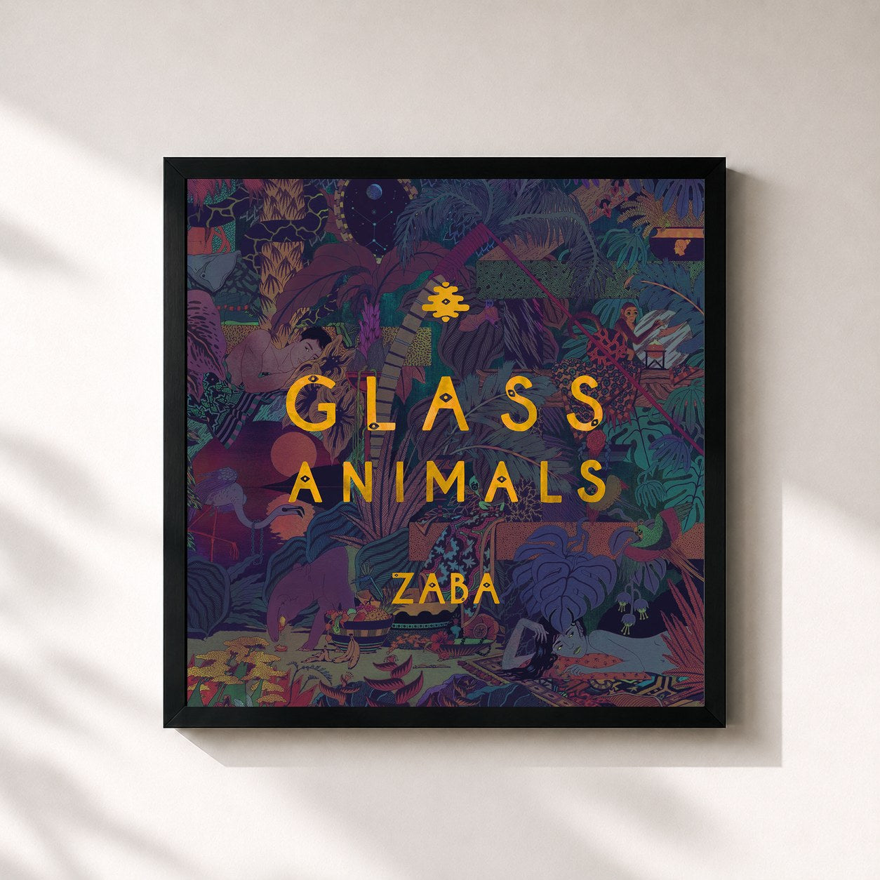 #noir Tableau carré de l'album ZABA de Glass Animals, cadre noir 32x32 cm