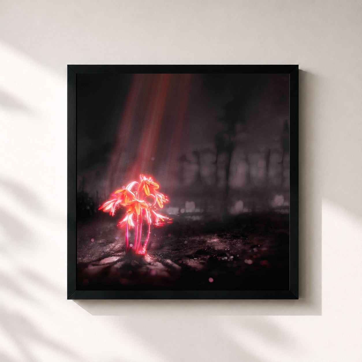 #noir Tableau carré de l'album A Kiss for the Whole World de Enter Shikari, cadre noir 32x32 cm