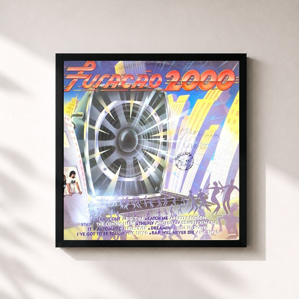#noir Tableau carré de l'album Furacão 2000 (1988) de Furacão 2000, cadre noir 32x32 cm