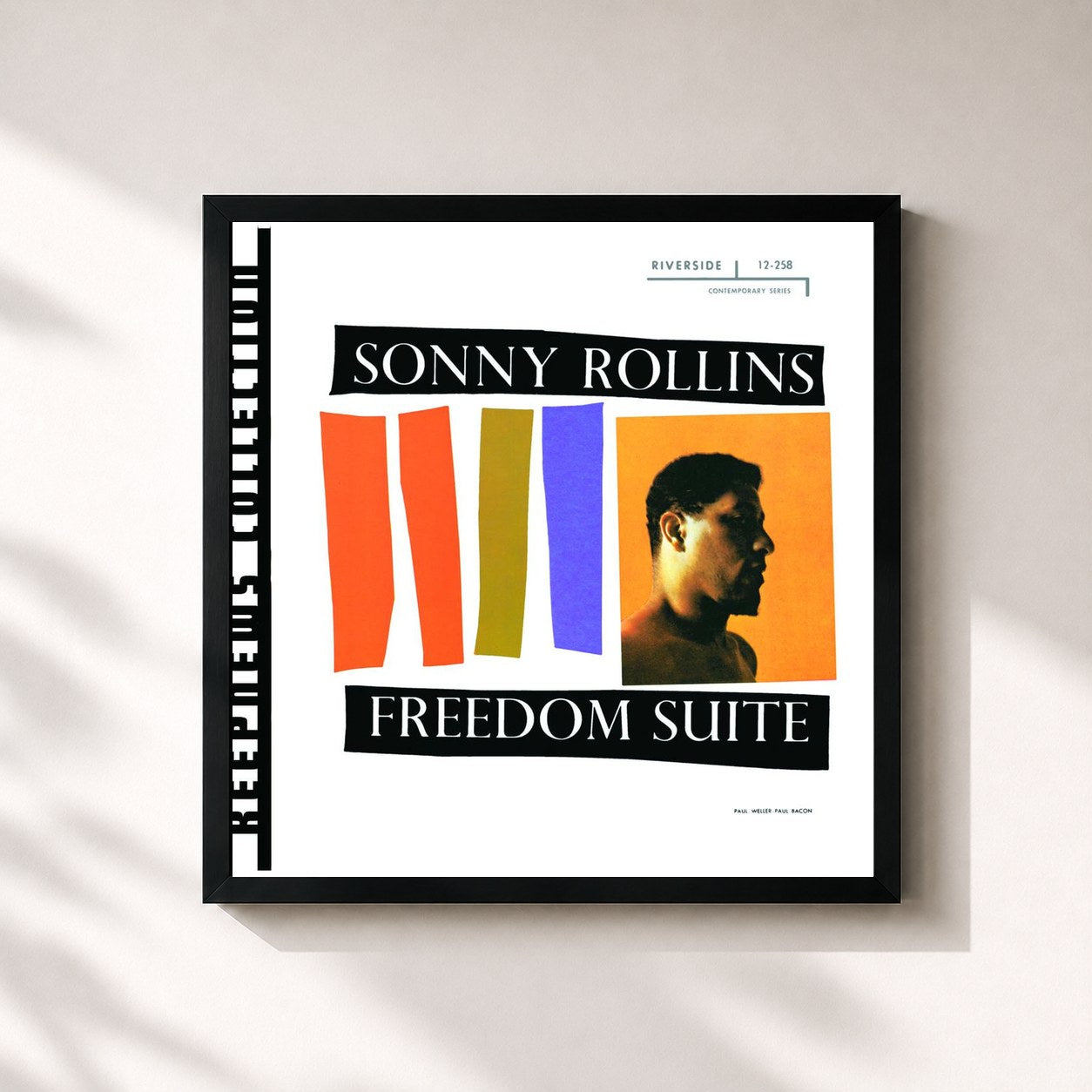 #noir Tableau carré de l'album Freedom Suite de Sonny Rollins, cadre noir 32x32 cm
