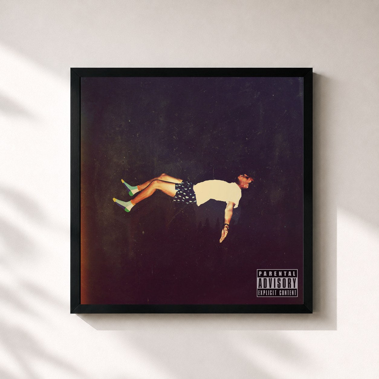 #noir Tableau carré de l'album Floating While Dreaming de Pell, cadre noir 32x32 cm
