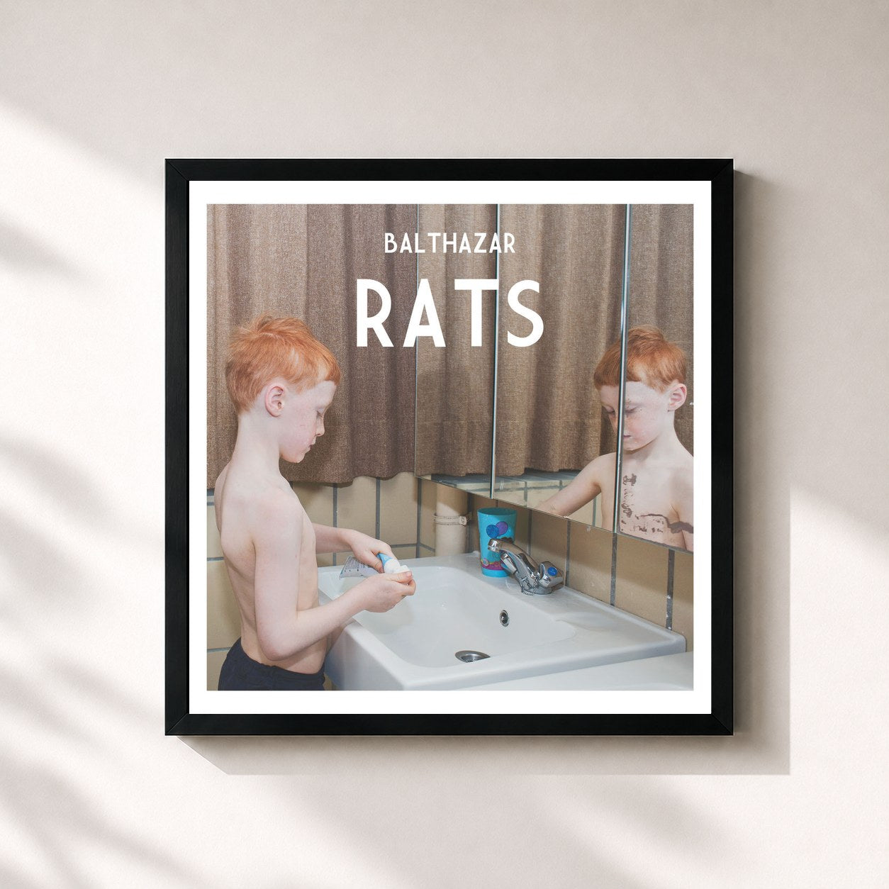 #noir Tableau carré de l'album Rats de Balthazar, cadre noir 32x32 cm