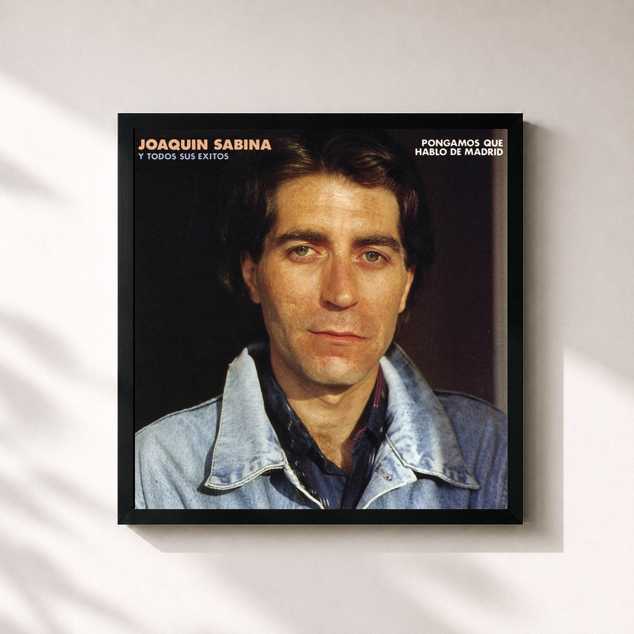 #noir Tableau carré de l'album Pongamos que Hablo De Madrid de Joaquín Sabina, cadre noir 32x32 cm
