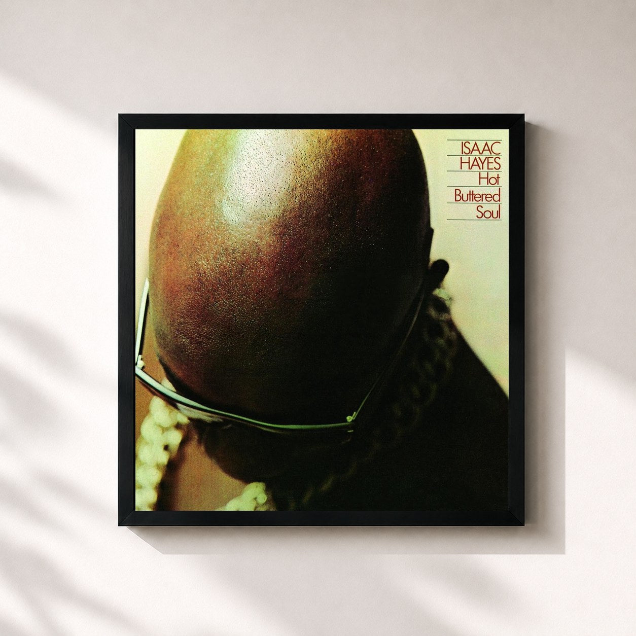 #noir Tableau carré de l'album Hot Buttered Soul (Deluxe Remaster w/bonus Interview) de Isaac Hayes, cadre noir 32x32 cm