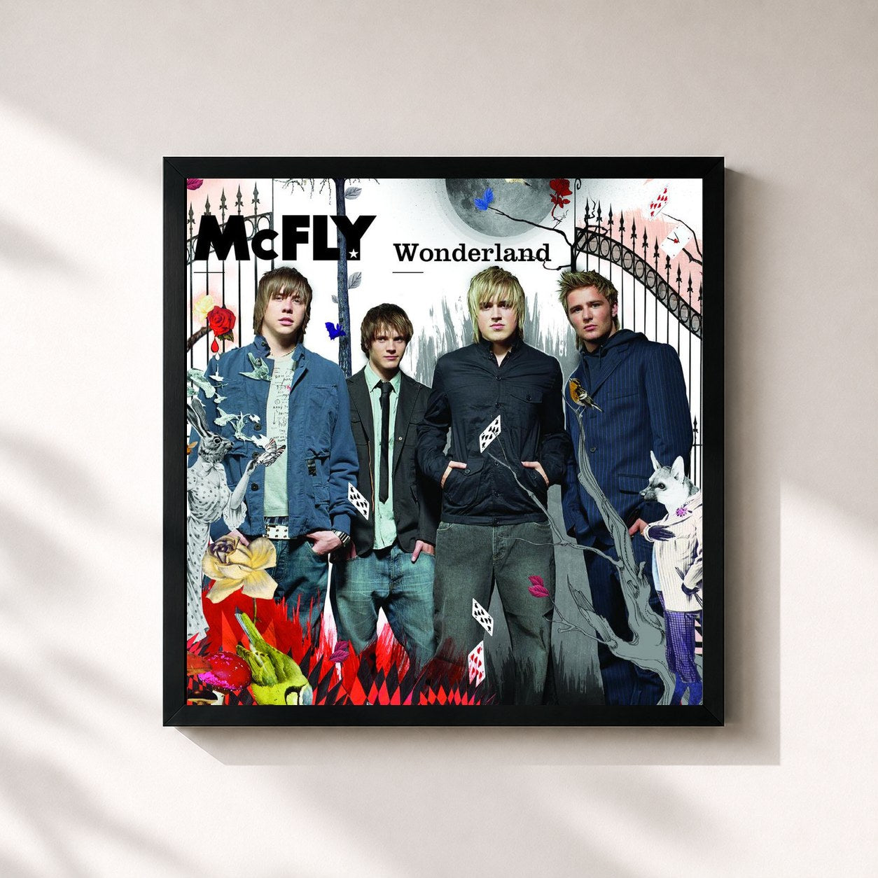 #noir Tableau carré de l'album Wonderland de McFly, cadre noir 32x32 cm