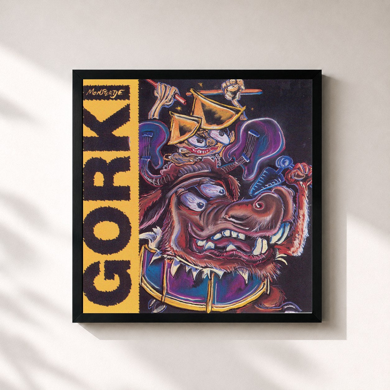 #noir Tableau carré de l'album Monstertje de Gorki, cadre noir 32x32 cm