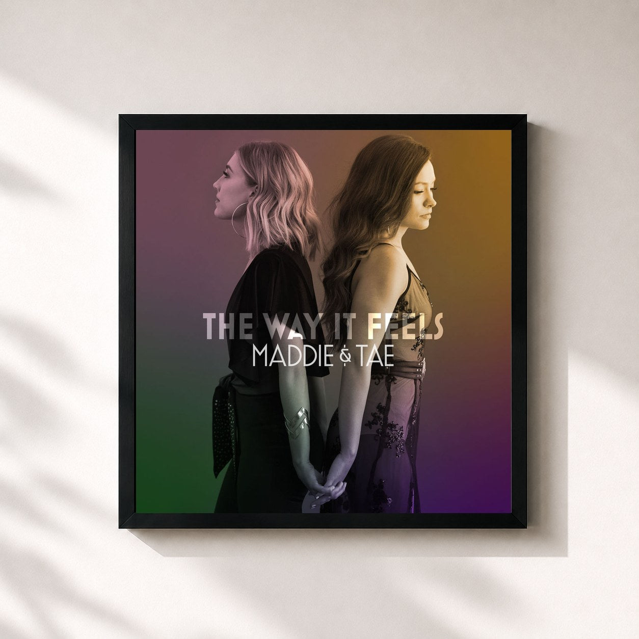 #noir Tableau carré de l'album The Way It Feels de Maddie & Tae, cadre noir 32x32 cm