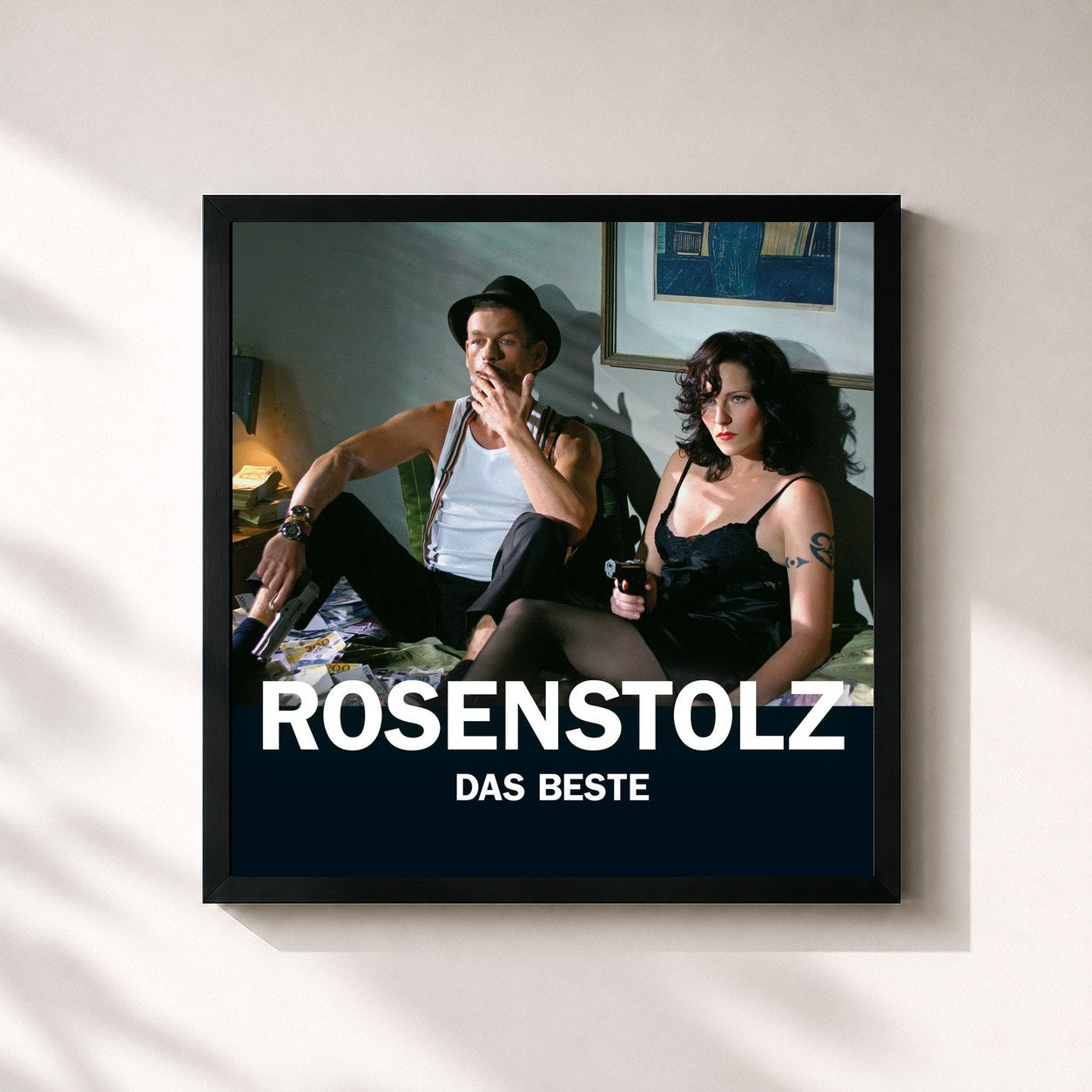 #noir Tableau carré de l'album Das Beste de Rosenstolz, cadre noir 32x32 cm