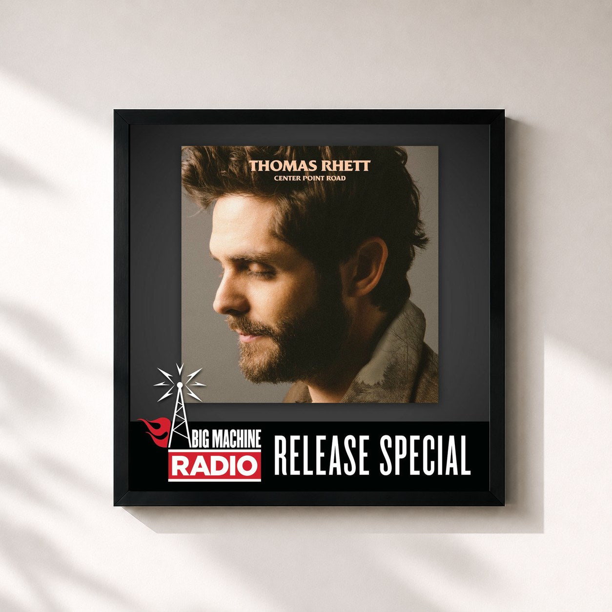 #noir Tableau carré de l'album Center Point Road (Big Machine Radio Release Special) de Thomas Rhett, cadre noir 32x32 cm