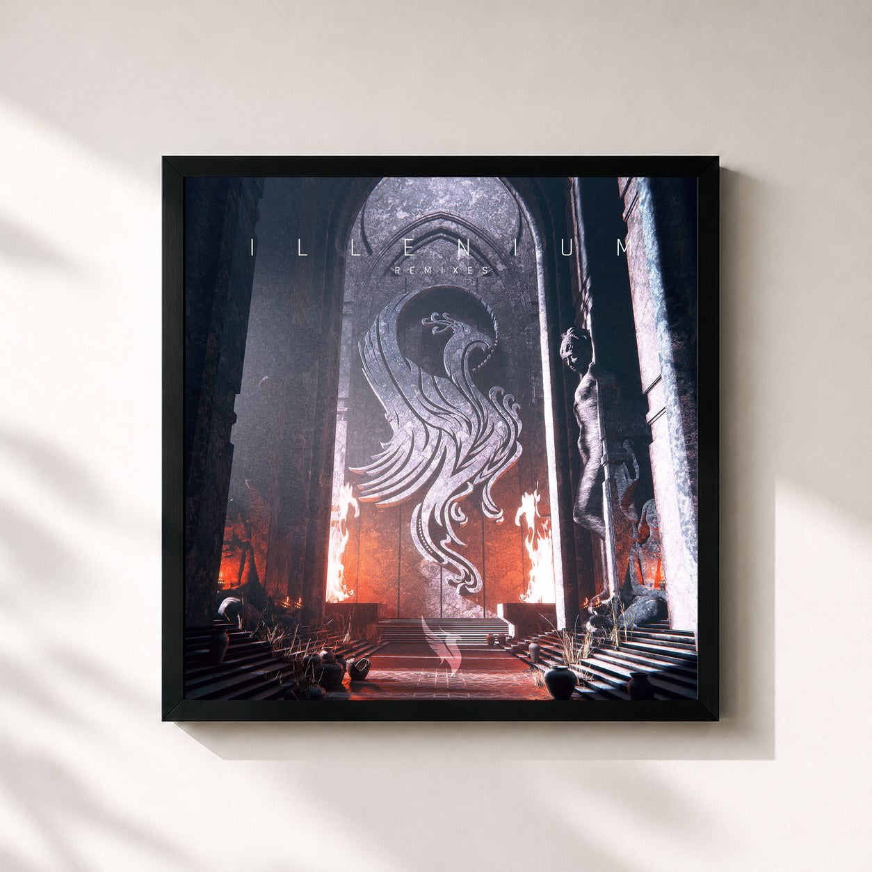 #noir Tableau carré de l'album ILLENIUM (Remixes) de Illenium, cadre noir 32x32 cm