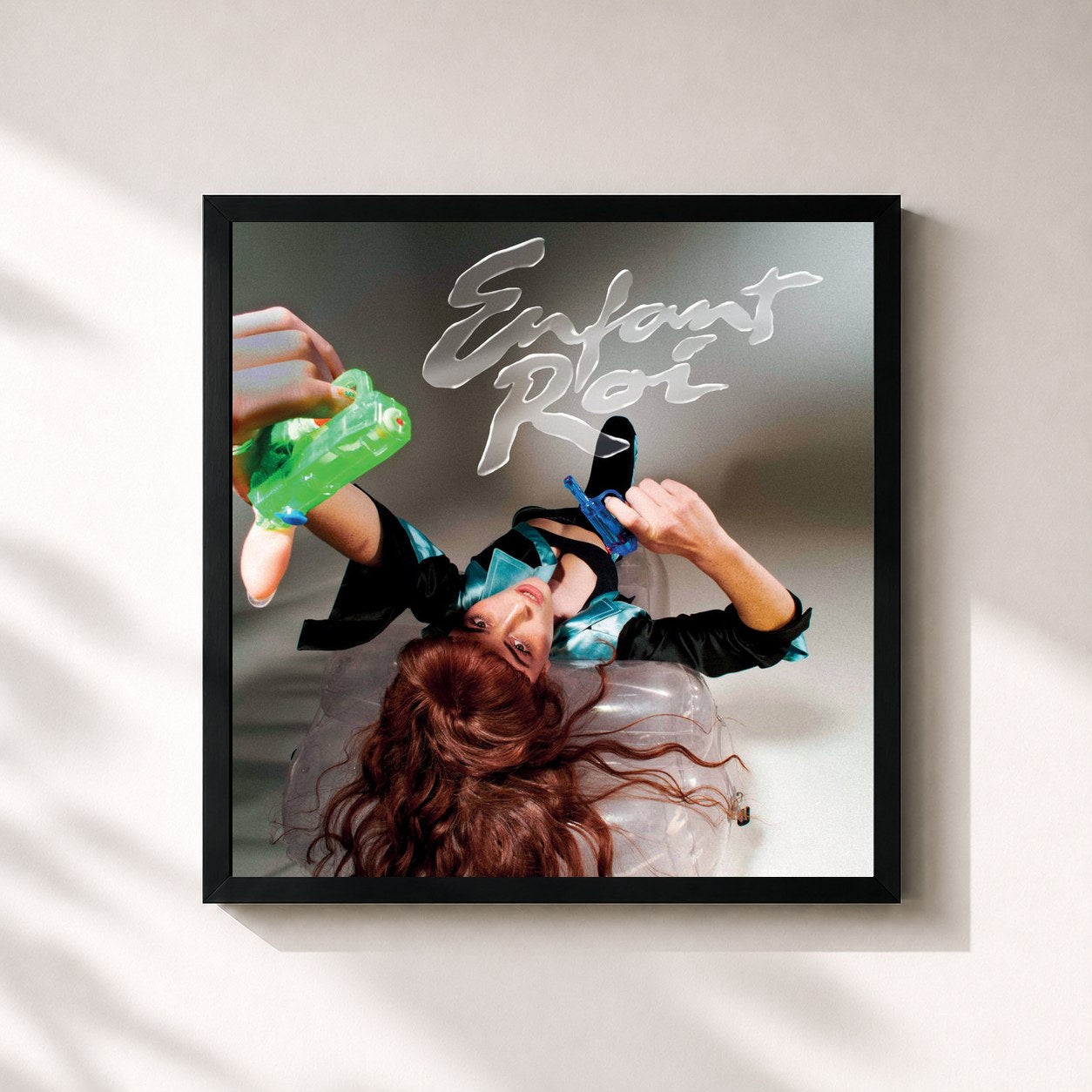 #noir Tableau carré de l'album Enfant roi de Poupie, cadre noir 32x32 cm