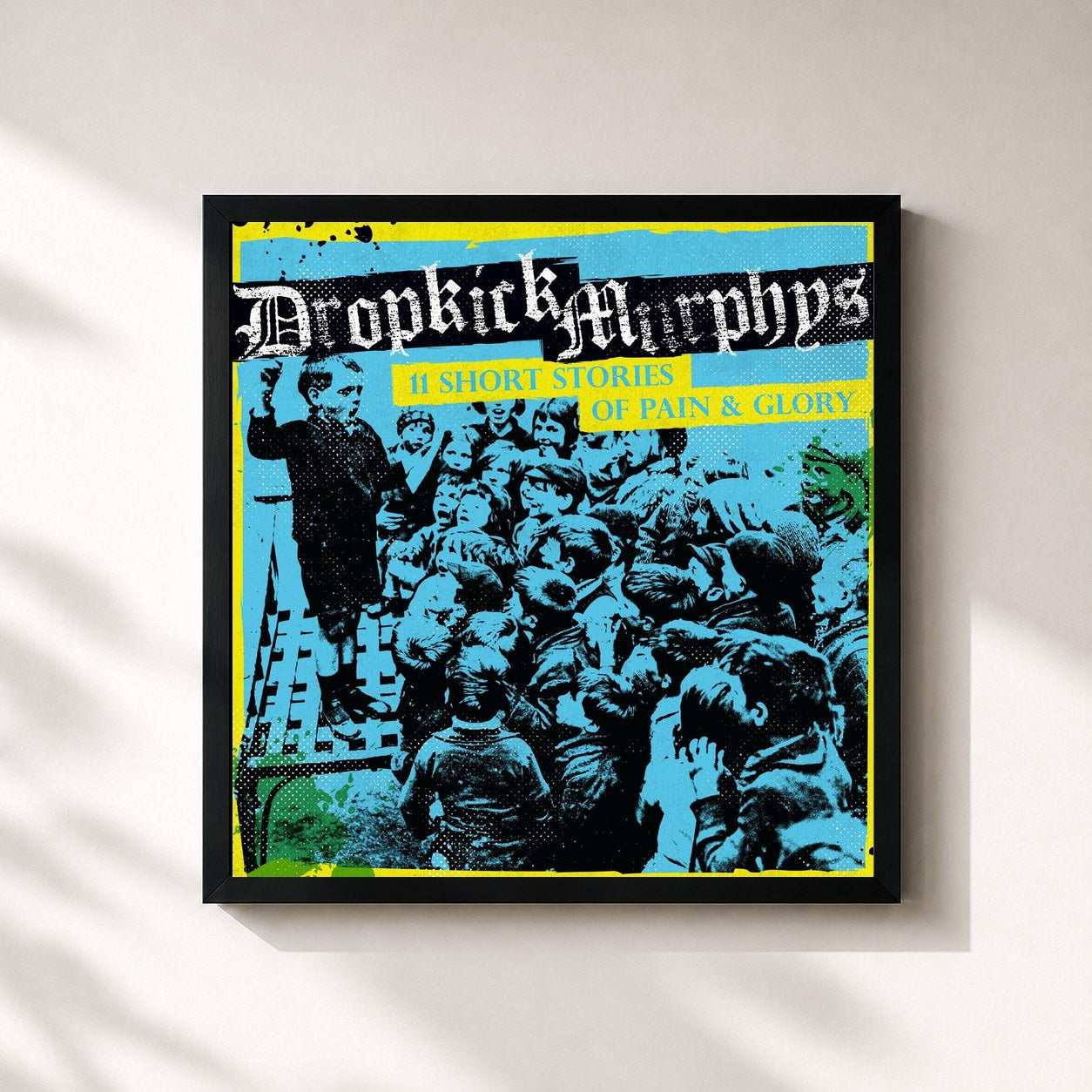 #noir Tableau carré de l'album 11 Short Stories of Pain & Glory de Dropkick Murphys, cadre noir 32x32 cm