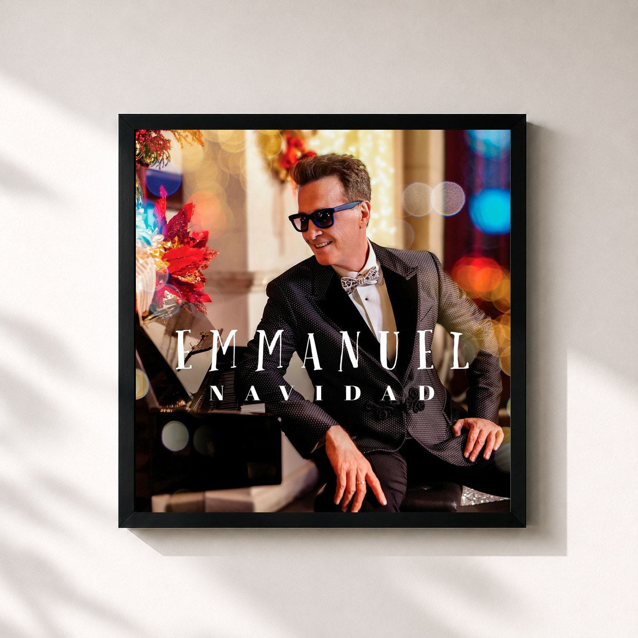 #noir Tableau carré de l'album Navidad de Emmanuel, cadre noir 32x32 cm