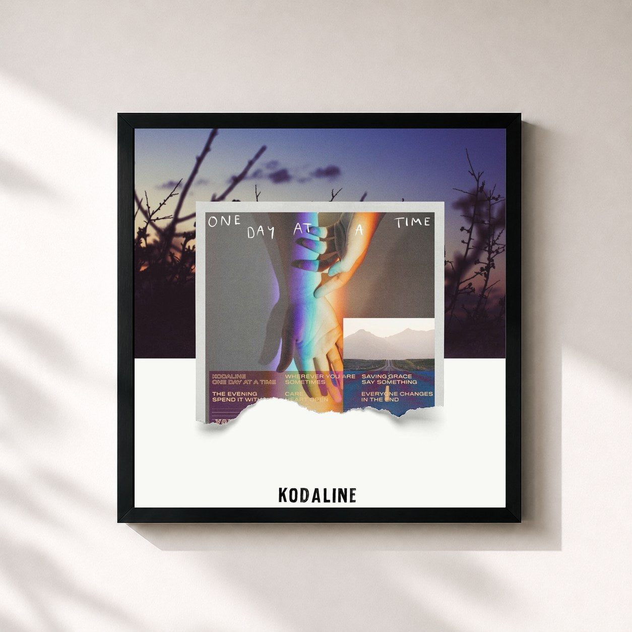 #noir Tableau carré de l'album One Day At A Time de Kodaline, cadre noir 32x32 cm