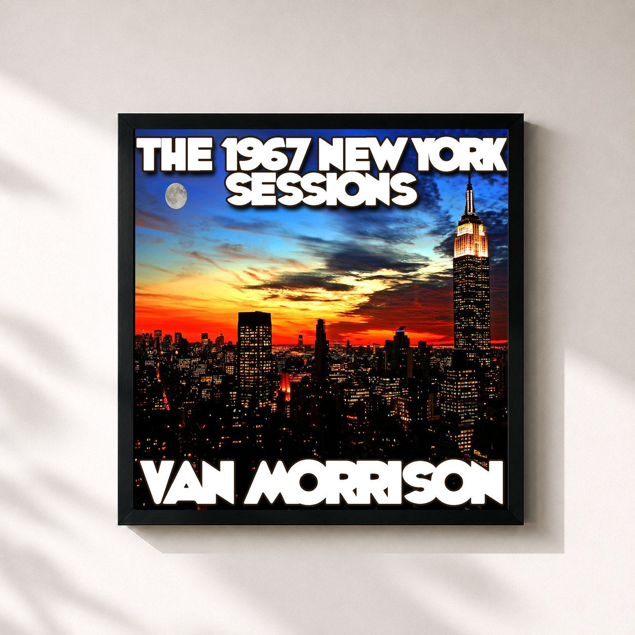 #noir Tableau carré de l'album The 1967 New York Sessions de Van Morrison, cadre noir 32x32 cm