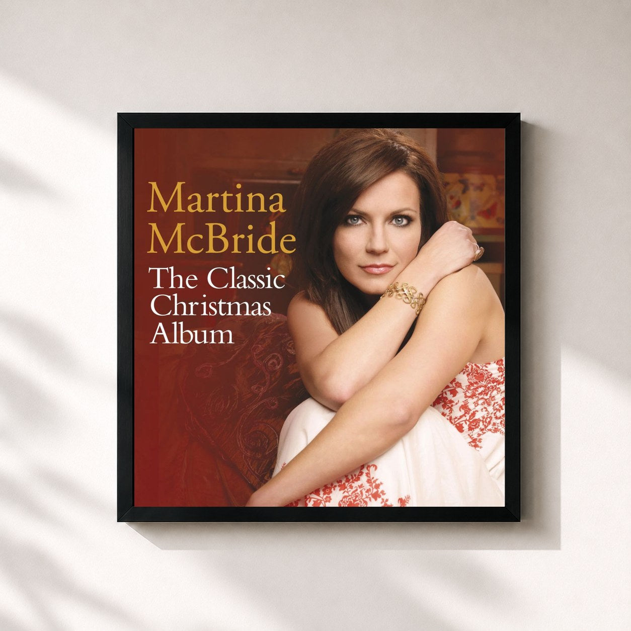 #noir Tableau carré de l'album The Classic Christmas Album de Martina McBride, cadre noir 32x32 cm