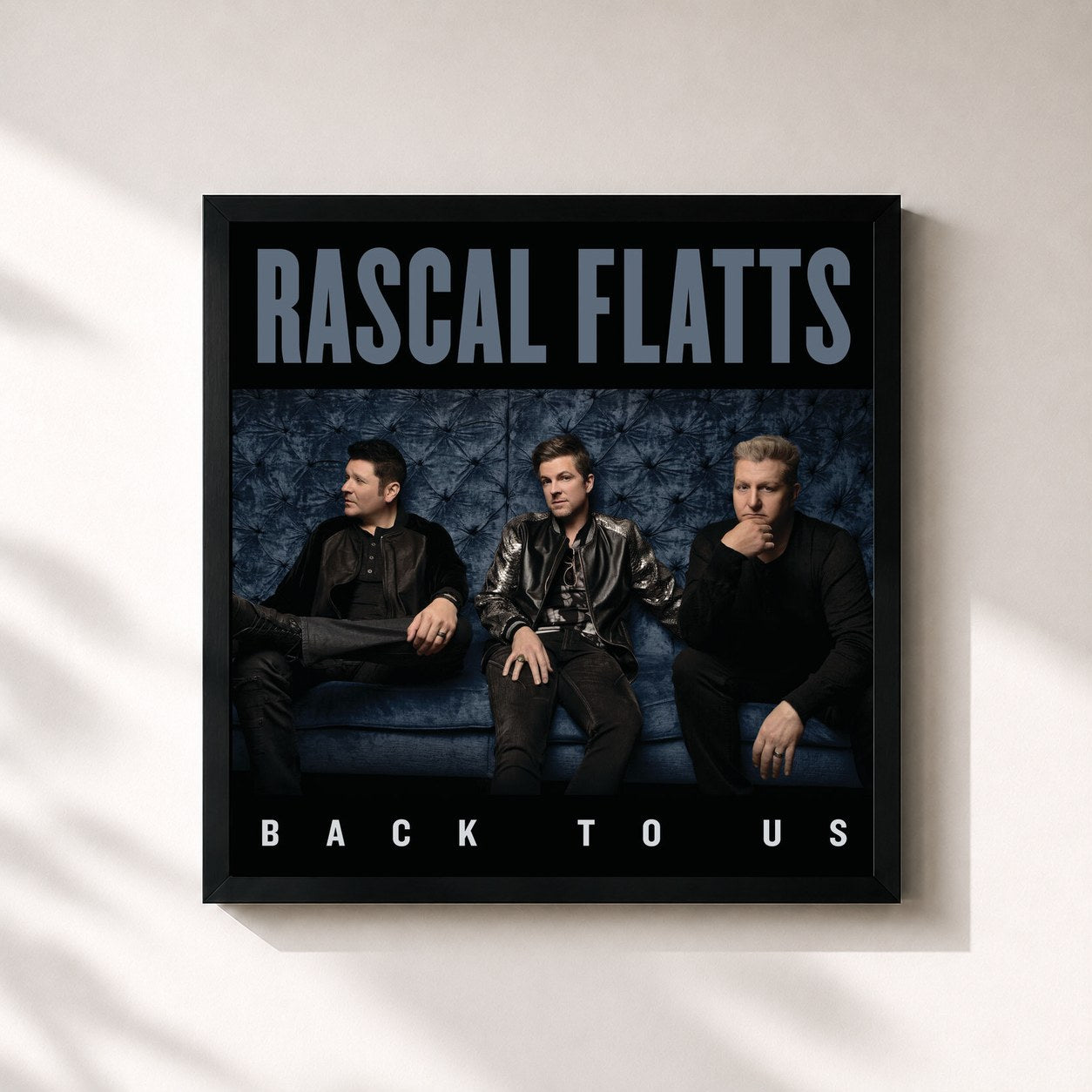 #noir Tableau carré de l'album Back To Us de Rascal Flatts, cadre noir 32x32 cm