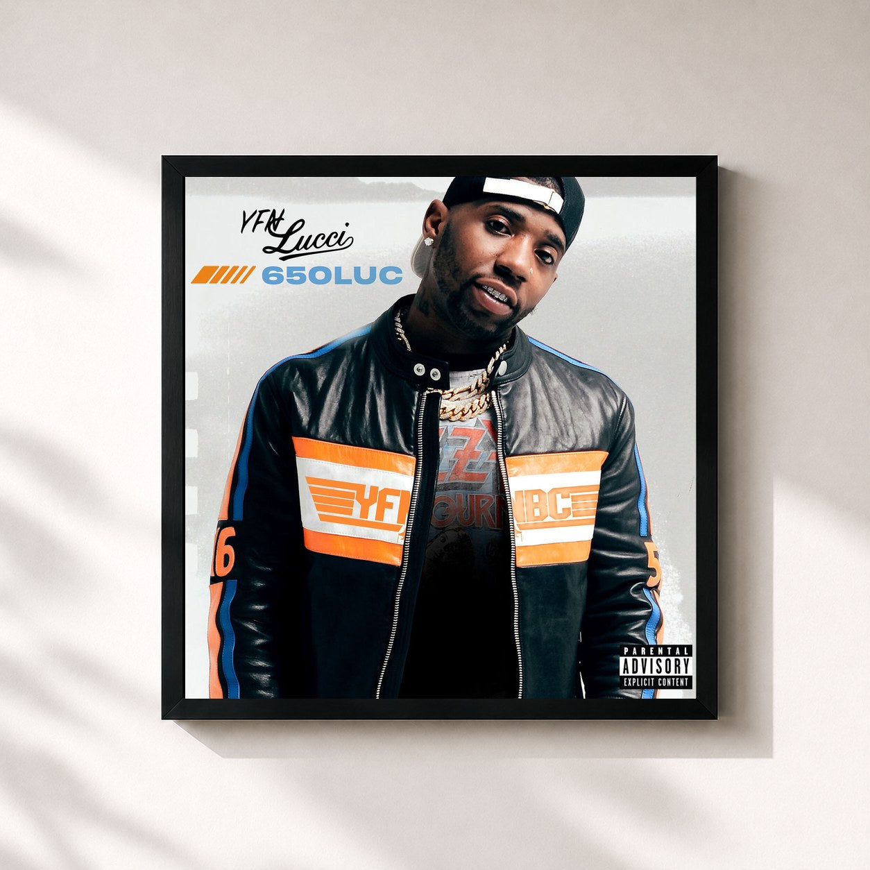 #noir Tableau carré de l'album 650Luc de YFN Lucci, cadre noir 32x32 cm