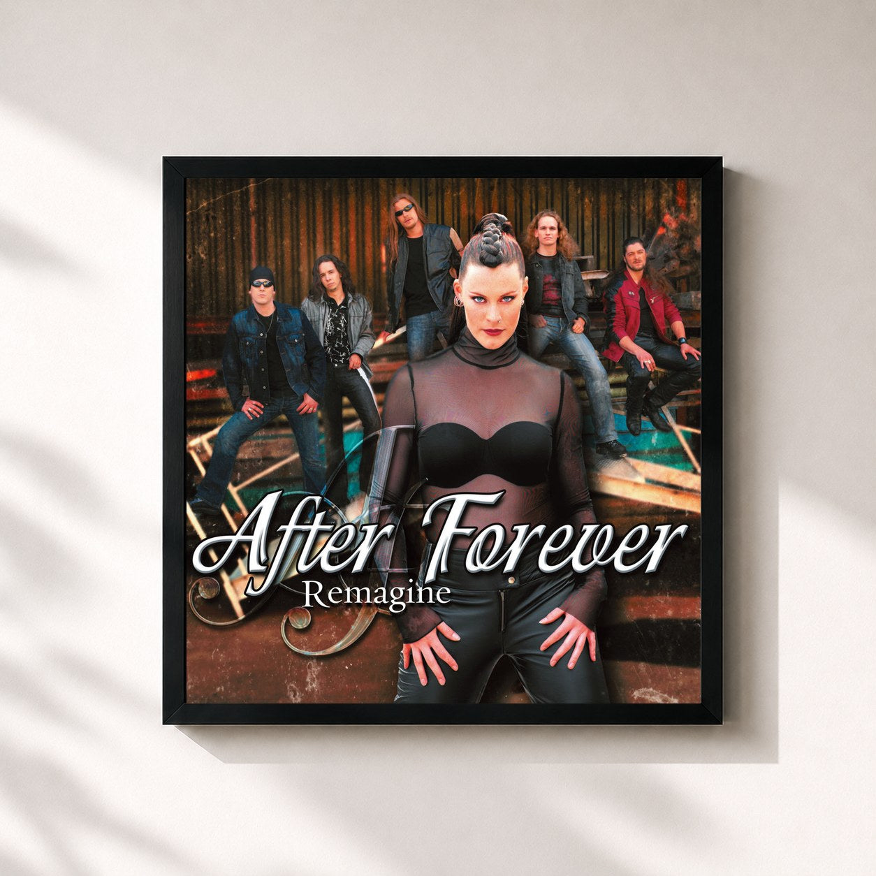 #noir Tableau carré de l'album Remagine: The Album (expanded) de Floor Jansen, cadre noir 32x32 cm