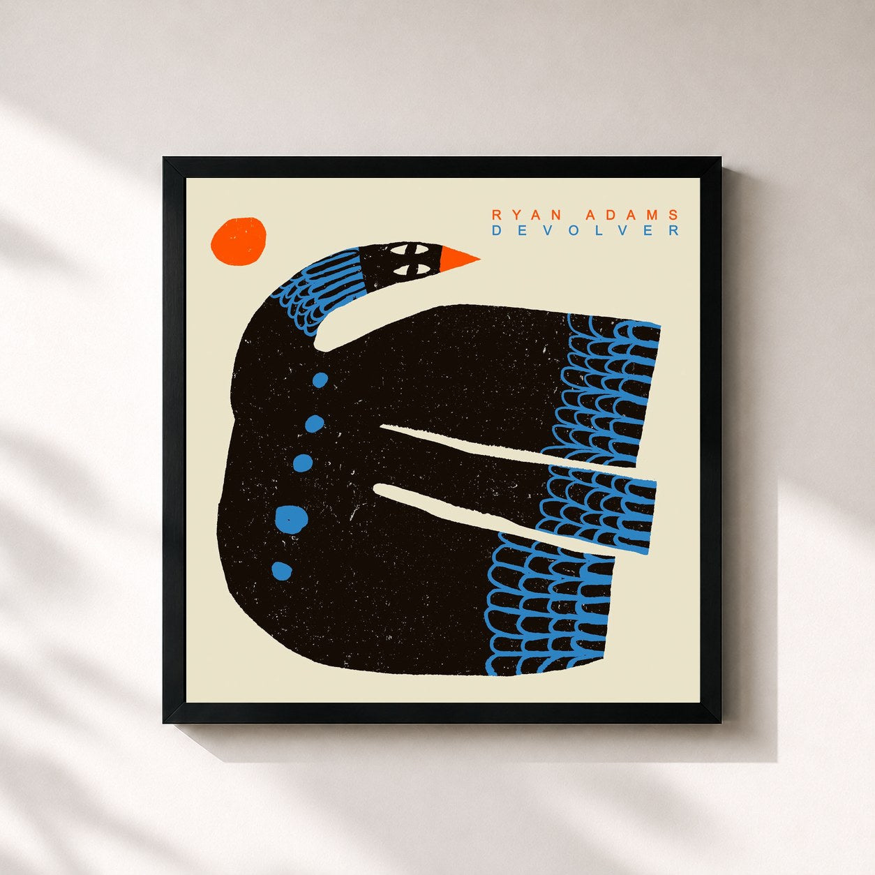 #noir Tableau carré de l'album Devolver de Ryan Adams, cadre noir 32x32 cm