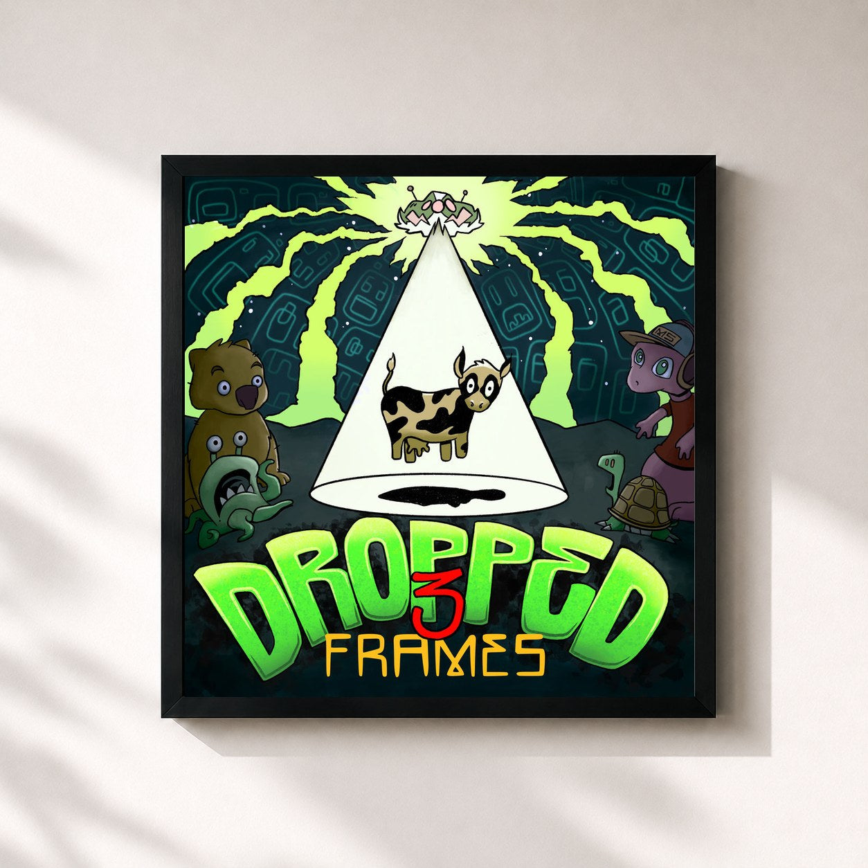 #noir Tableau carré de l'album Dropped Frames, Vol. 3 de Mike Shinoda, cadre noir 32x32 cm