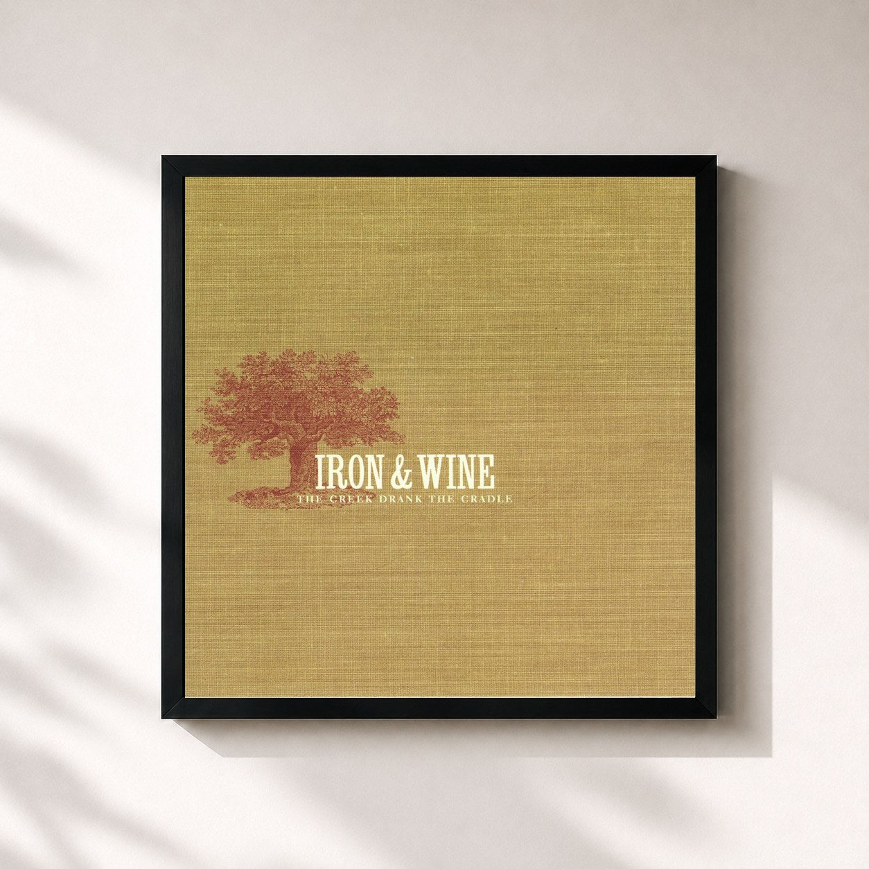 #noir Tableau carré de l'album The Creek Drank the Cradle de Iron & Wine, cadre noir 32x32 cm