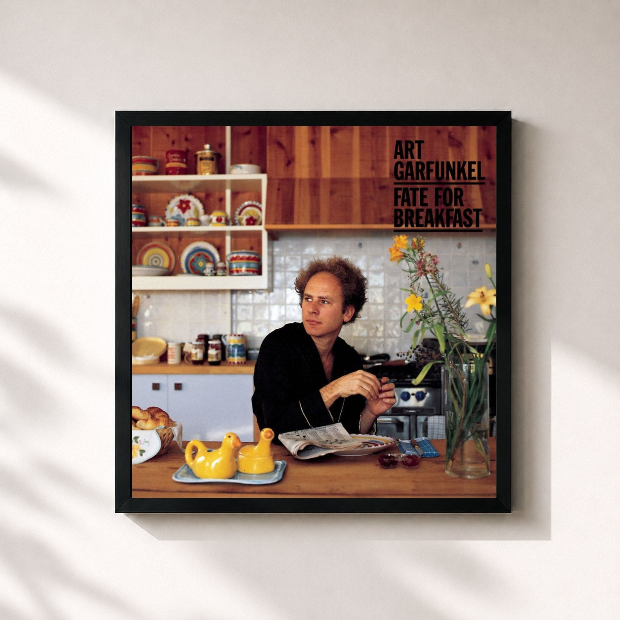 #noir Tableau carré de l'album Fate For Breakfast de Art Garfunkel, cadre noir 32x32 cm