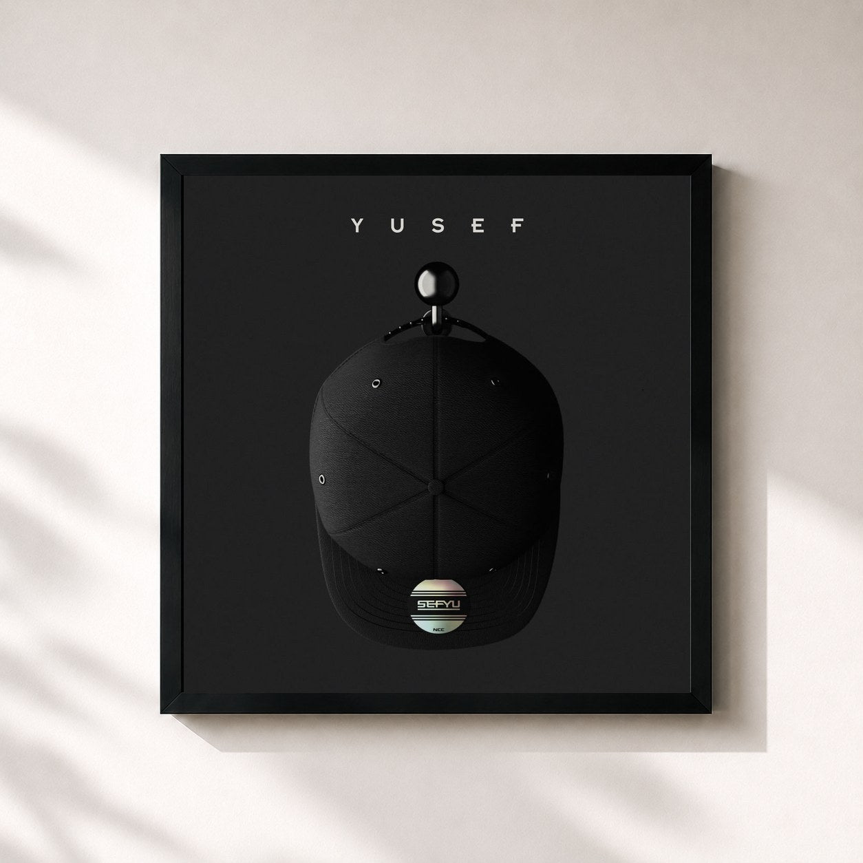 #noir Tableau carré de l'album Yusef de Sefyu, cadre noir 32x32 cm