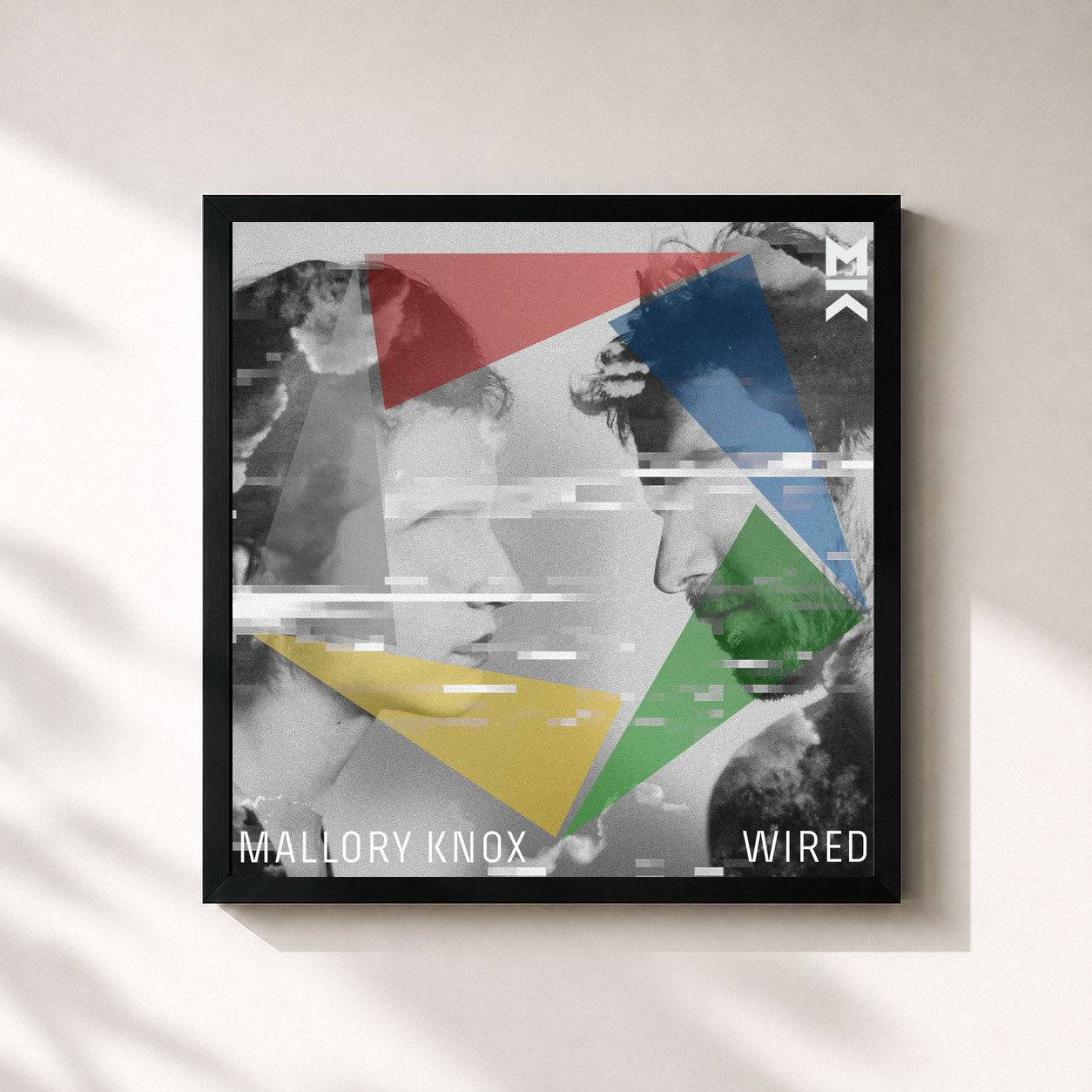 #noir Tableau carré de l'album Wired de Mallory Knox, cadre noir 32x32 cm