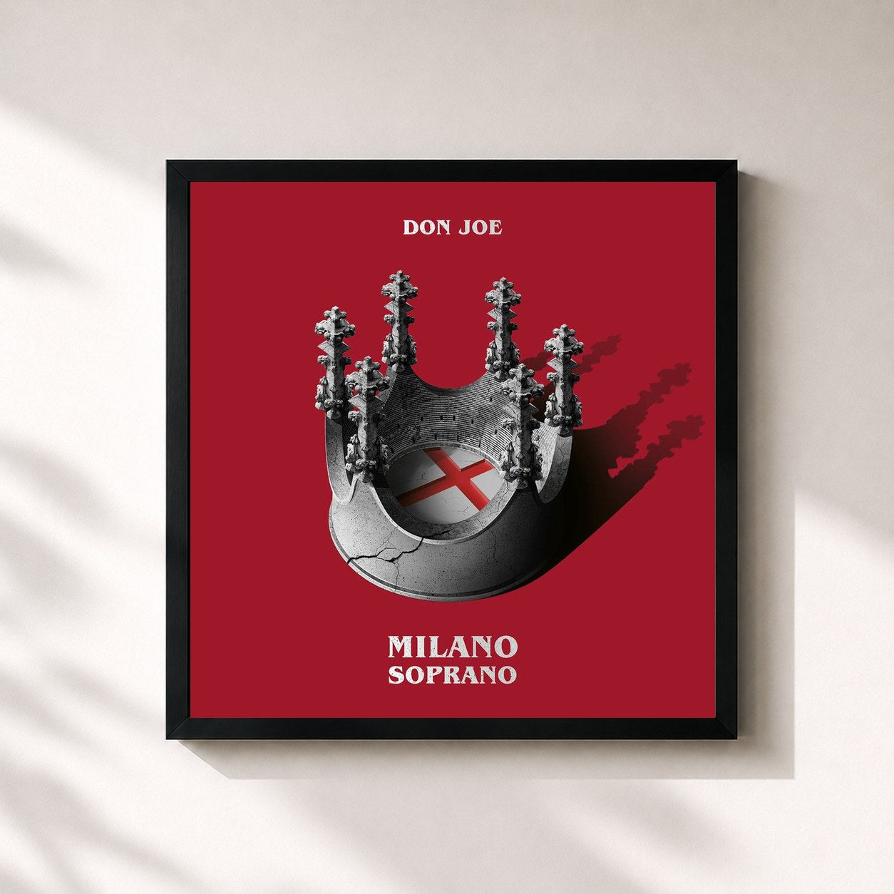 #noir Tableau carré de l'album MILANO SOPRANO de Don Joe, cadre noir 32x32 cm