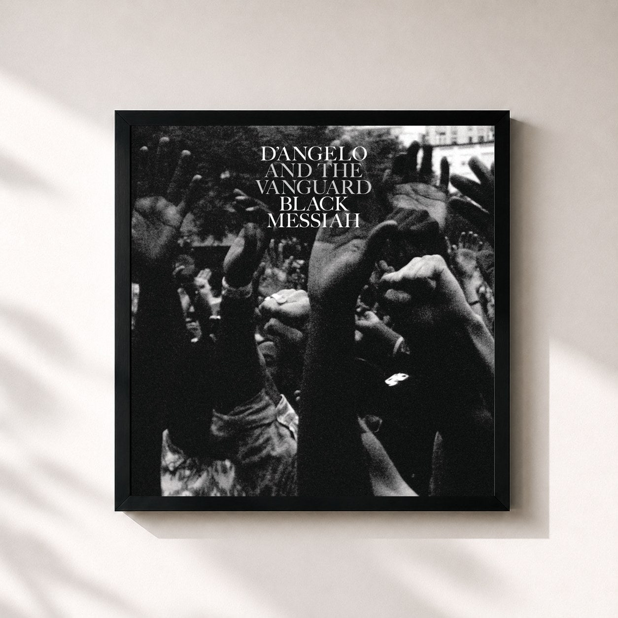 #noir Tableau carré de l'album Black Messiah de D'Angelo, cadre noir 32x32 cm