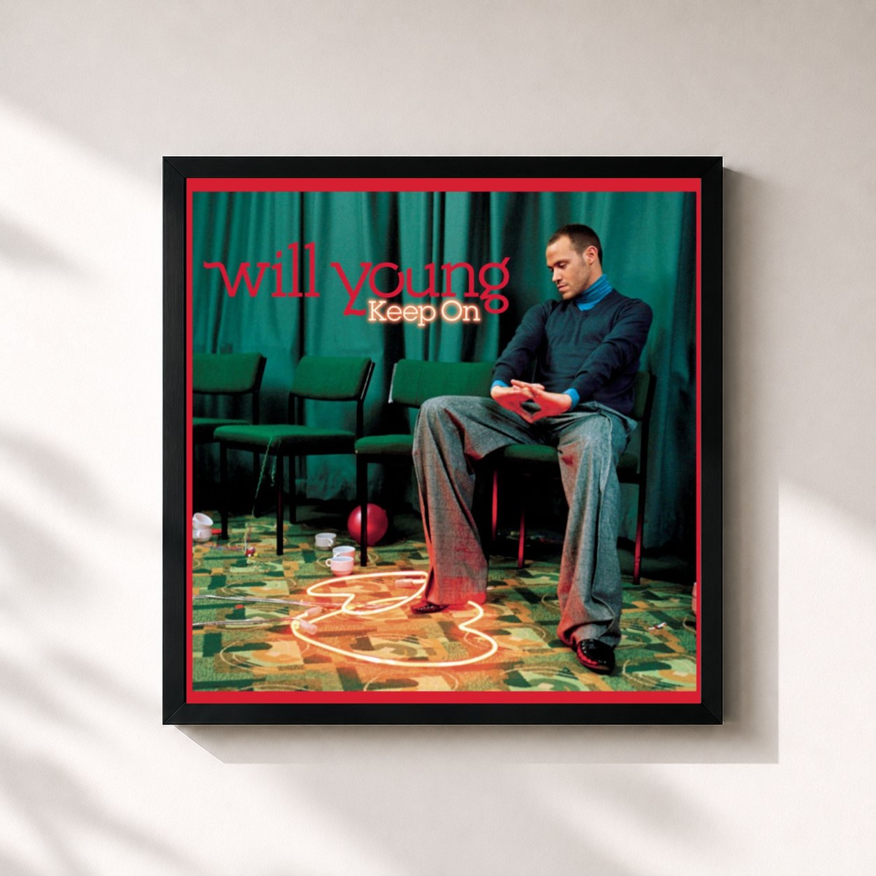 #noir Tableau carré de l'album Keep On de Will Young, cadre noir 32x32 cm