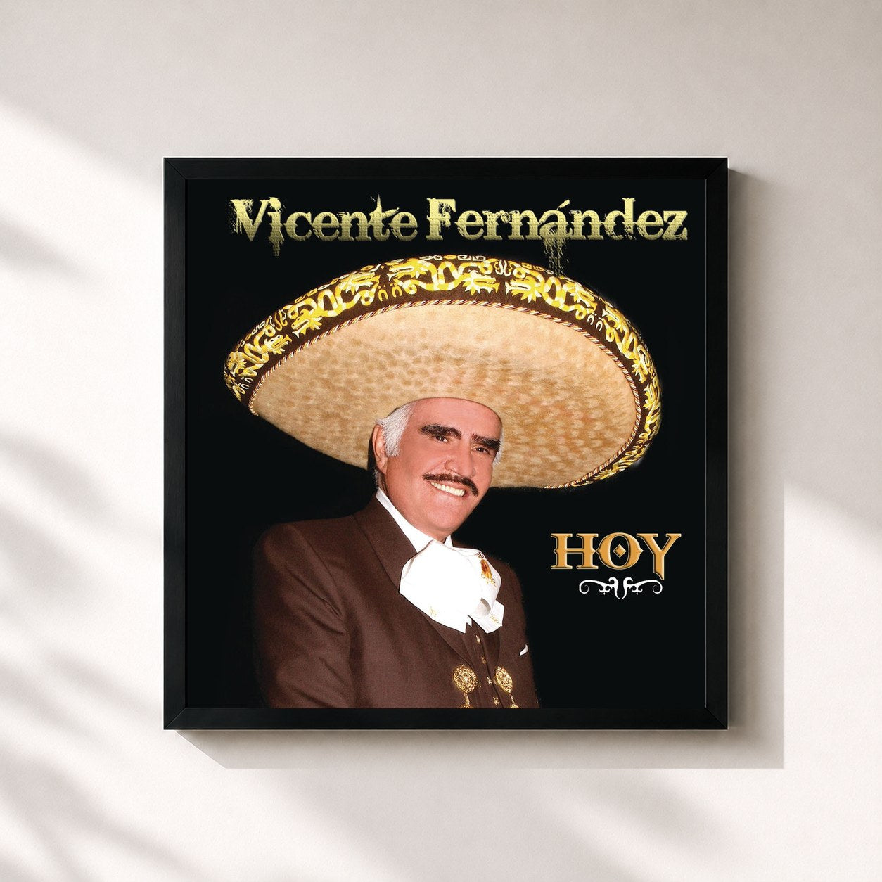 #noir Tableau carré de l'album Vicente Fernández Hoy de Vicente Fernández, cadre noir 32x32 cm
