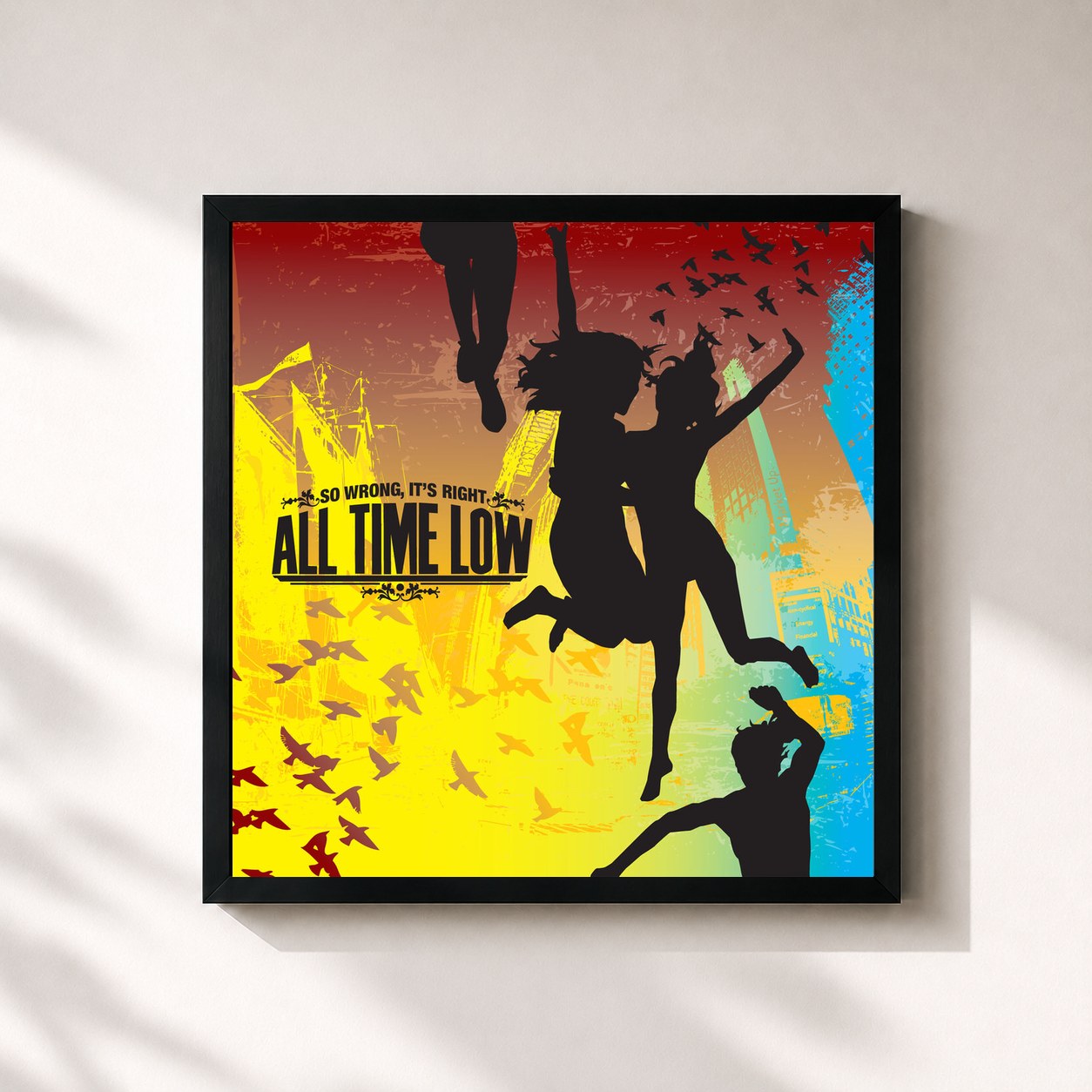 #noir Tableau carré de l'album So Wrong, It's Right de All Time Low, cadre noir 32x32 cm