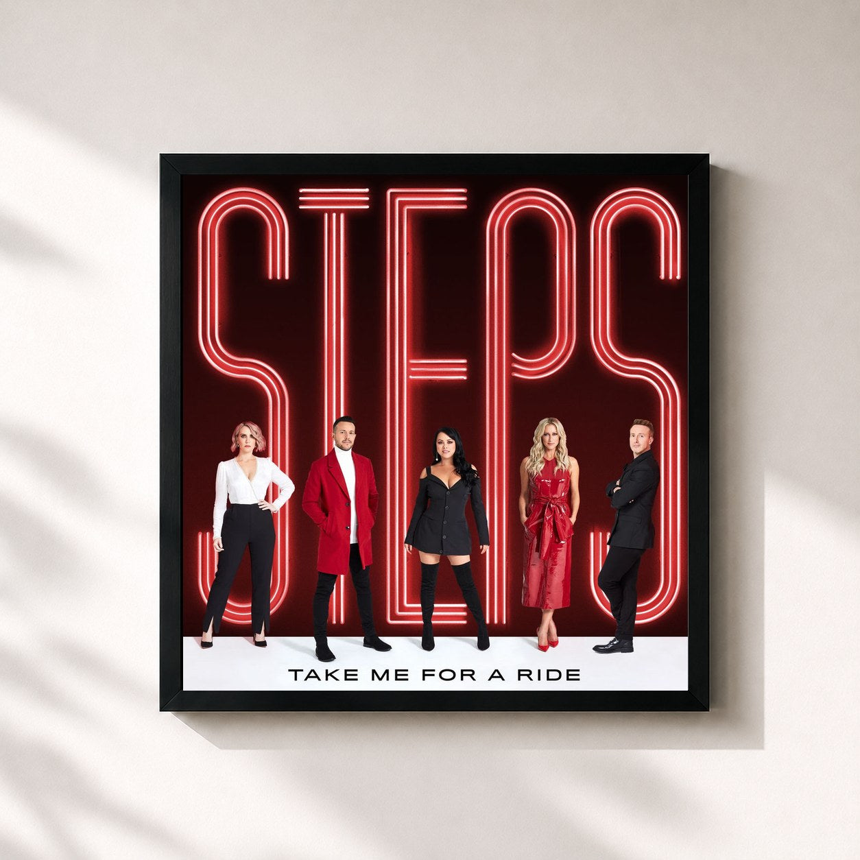 #noir Tableau carré de l'album Take Me for a Ride (Remixes) de Steps, cadre noir 32x32 cm