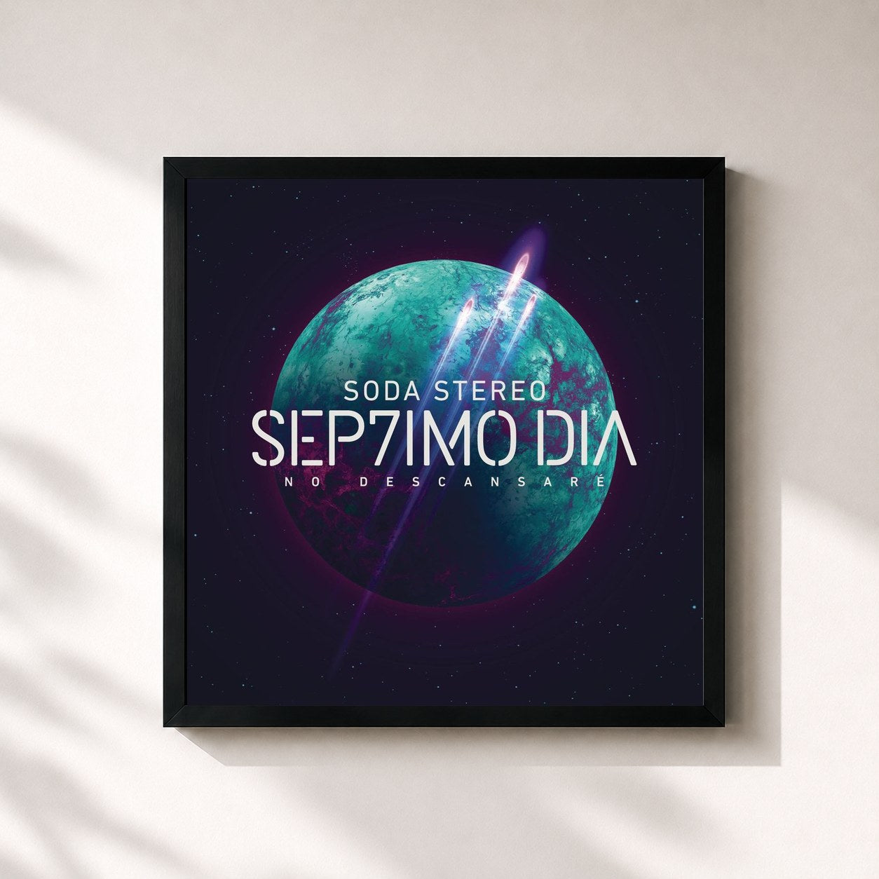 #noir Tableau carré de l'album SEP7IMO DIA de Soda Stereo, cadre noir 32x32 cm
