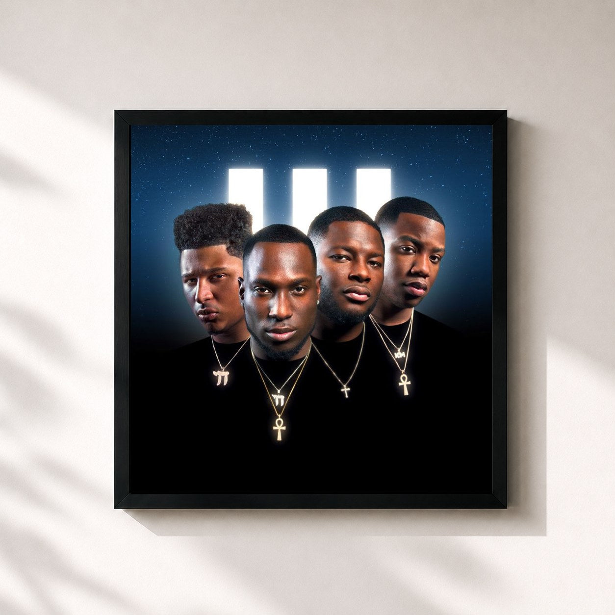 #noir Tableau carré de l'album Reset The Levels III de SFB, cadre noir 32x32 cm