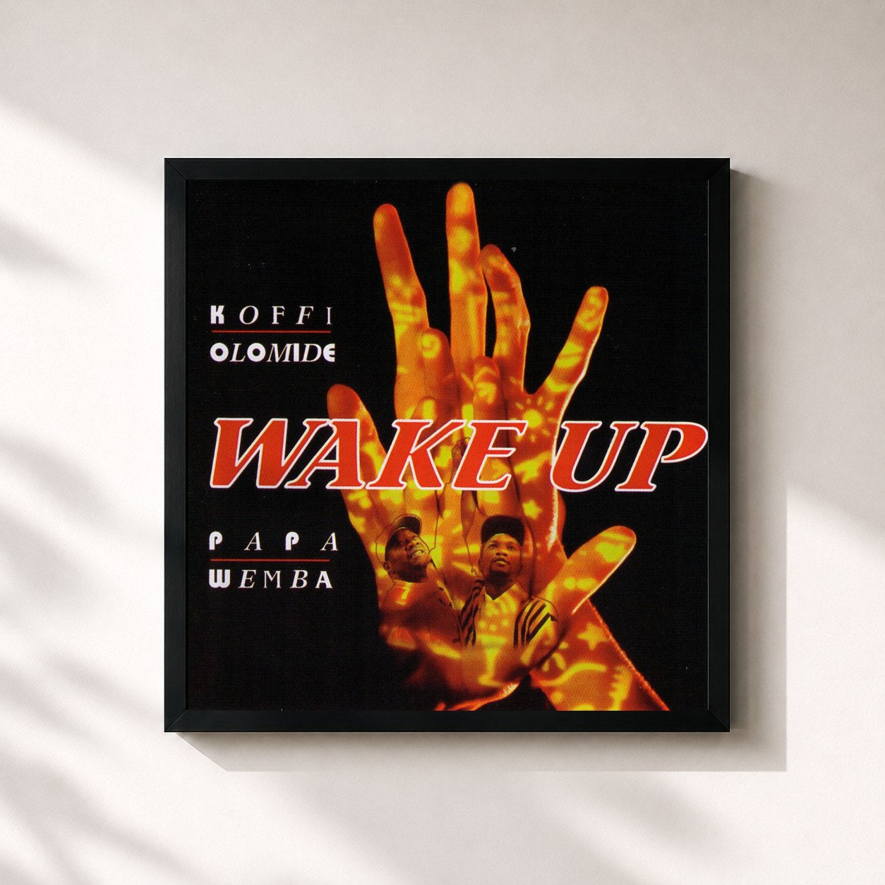 #noir Tableau carré de l'album Wake Up de Koffi Olomidé, cadre noir 32x32 cm