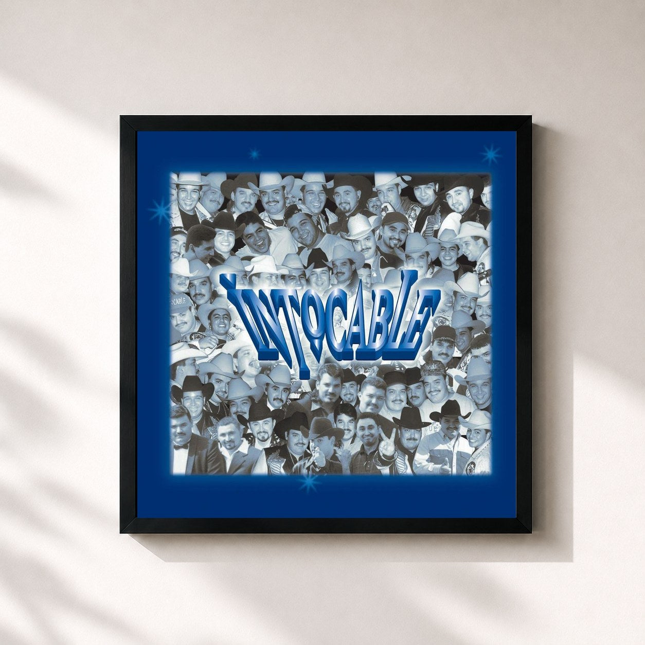 #noir Tableau carré de l'album Contigo de Intocable, cadre noir 32x32 cm