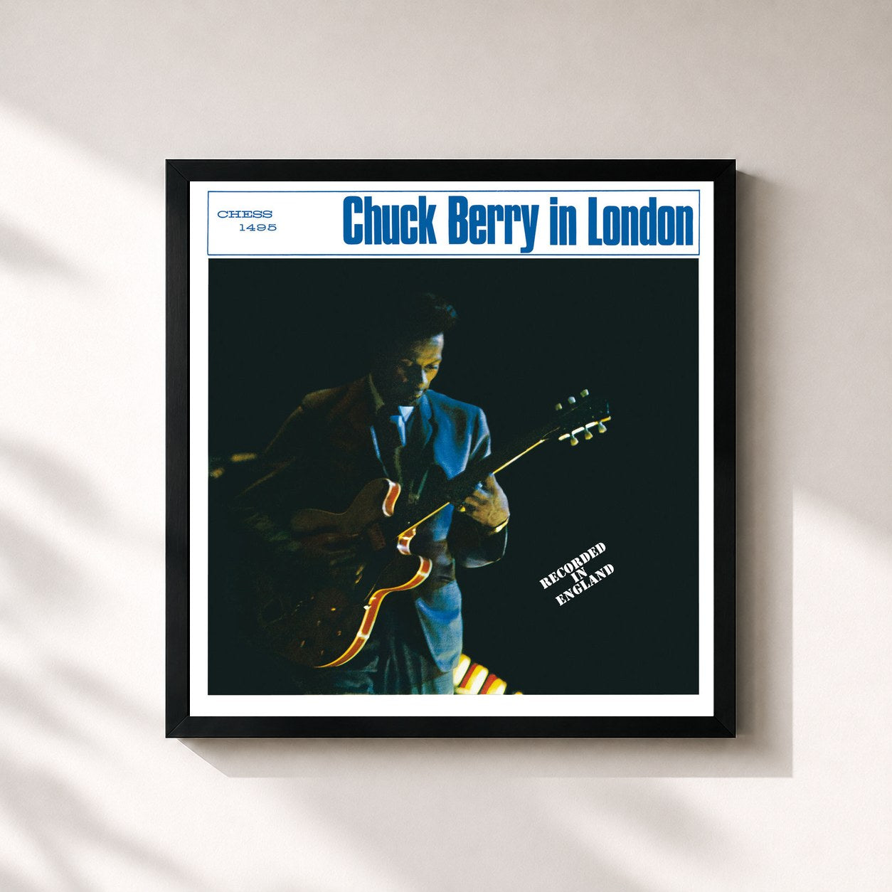 #noir Tableau carré de l'album Chuck Berry In London de Chuck Berry, cadre noir 32x32 cm
