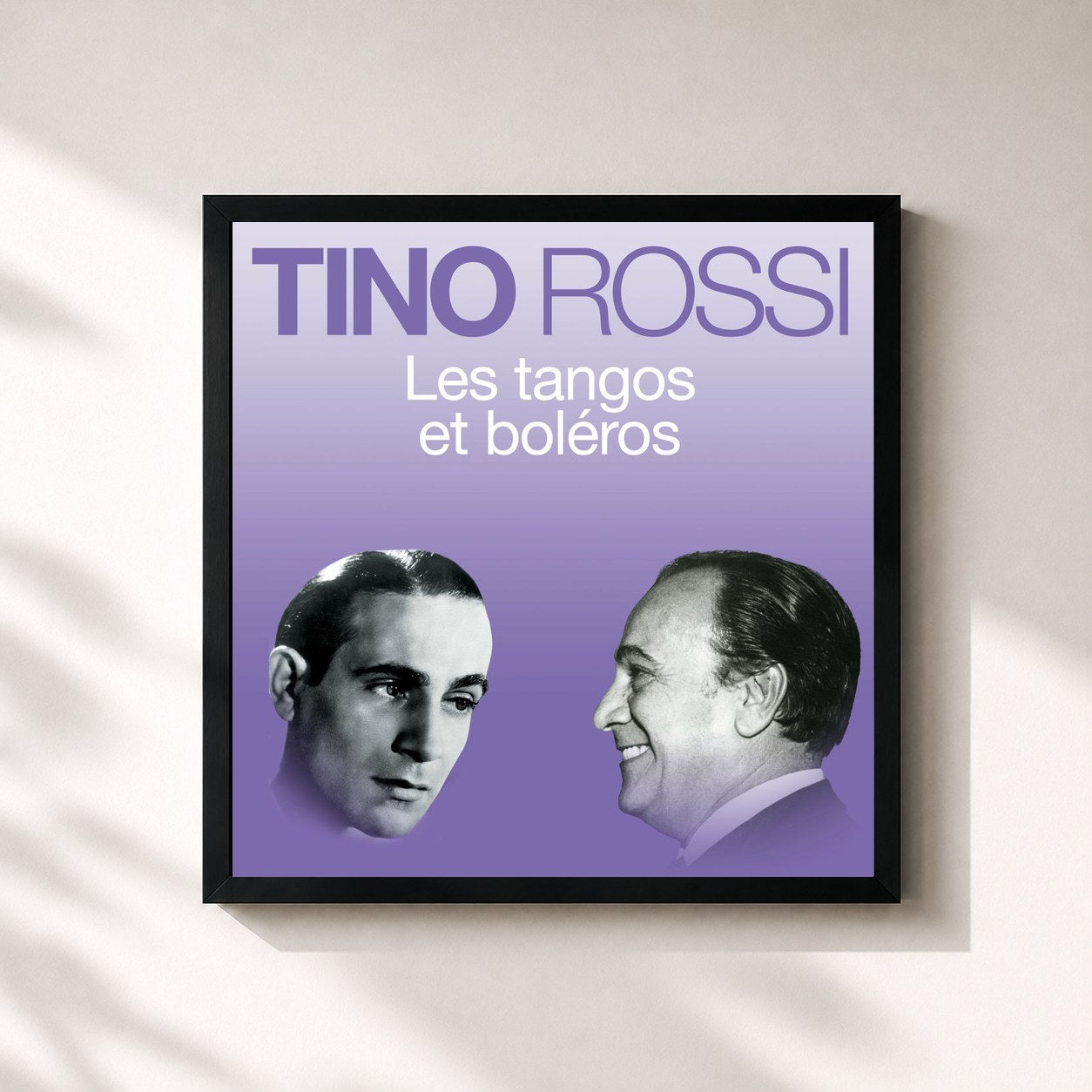 #noir Tableau carré de l'album Les tangos et boléros de Tino Rossi, cadre noir 32x32 cm